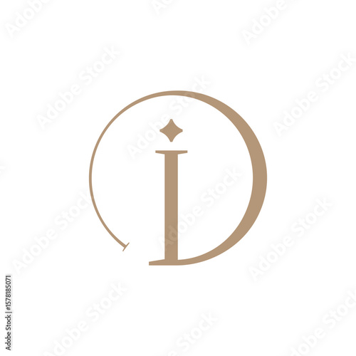 A stylish monogram combining "I" and "D" with a star dot, enclosed by a semi-circle, conveying elegance and a unique personal touch
