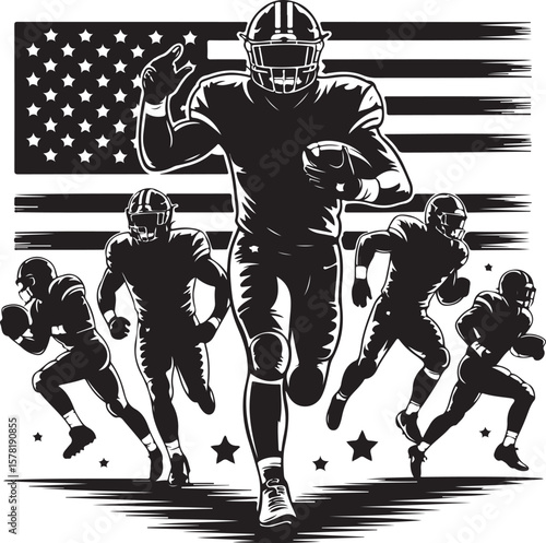 American Football Player Silhouette in Action"

"Running Back Vector Art"

"Football Athlete with Helmet Design"

"Quarterback Throwing Ball Silhouette"

"Tackling Pose of Football Player Vector"

