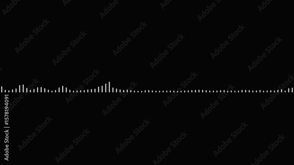 audio wave animation isolated on black background. Audio waveform with frequency animated lines. audio visualizer on black background. Sound waveform spectrum animation. digital voice visualization.