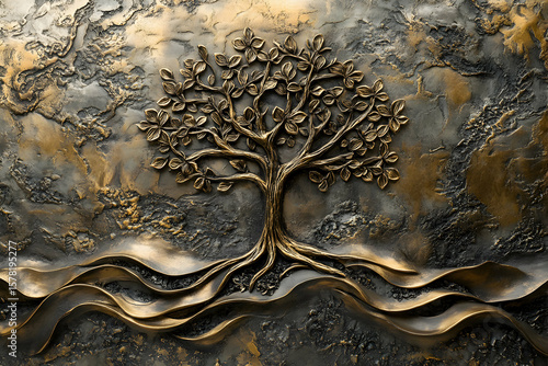 Bronze Tree Roots Landscape Art