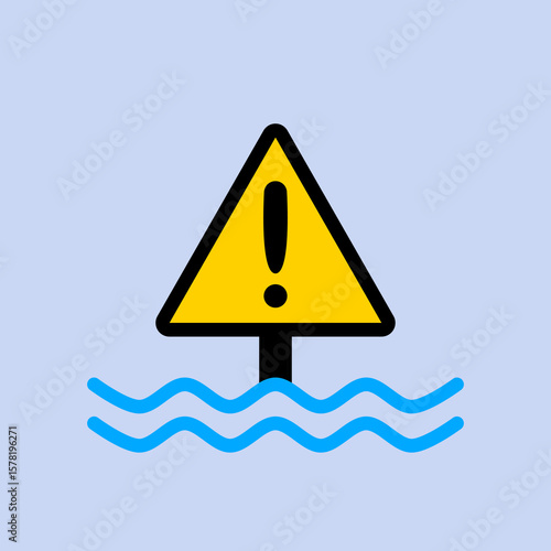 Flood icon sign, High flood risk