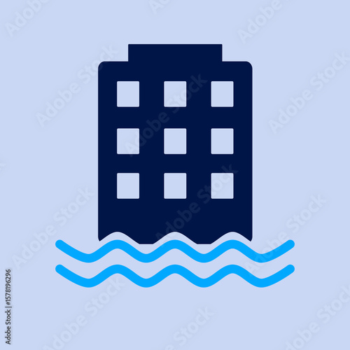 Natural disaster logo, hotel logo affected by flood disaster