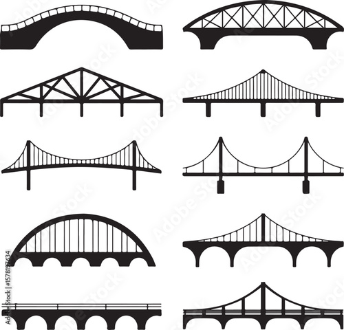 Suspension Bridge Silhouette Vector Illustration

Urban Bridge Icon Design for Architecture or Travel Themes

Silhouette of a City Bridge Isolated on White

Vector Bridge Silhouette for Skyline or Tra