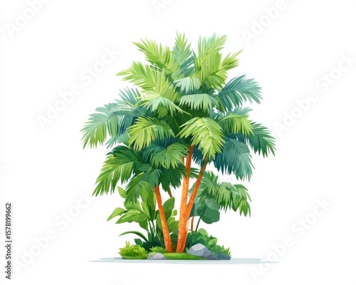 Vibrant tropical palm grove