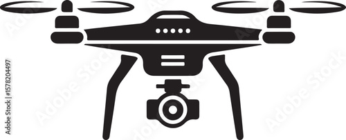 Flying Drone Silhouette Vector

Quadcopter Technology Illustration

Remote-Controlled Drone Design

Modern Drone in Flight Graphic

