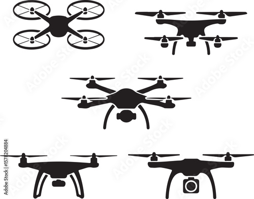 Flying Drone Silhouette Vector

Quadcopter Technology Illustration

Remote-Controlled Drone Design

Modern Drone in Flight Graphic

