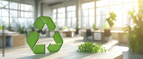 Green recycle symbol office sustainability