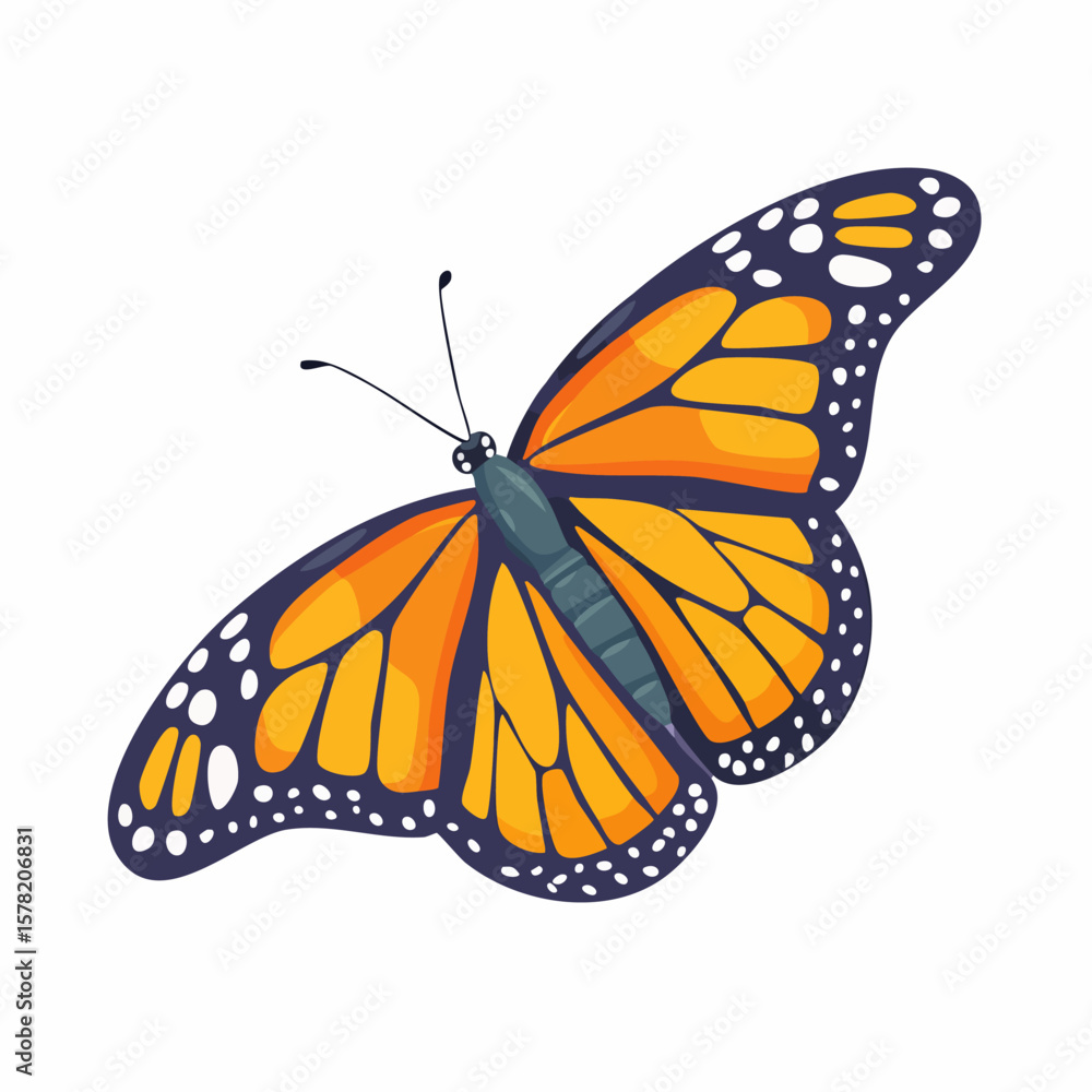 Fototapeta premium Vibrant Monarch Butterfly with Distinctive Orange and Black Wings