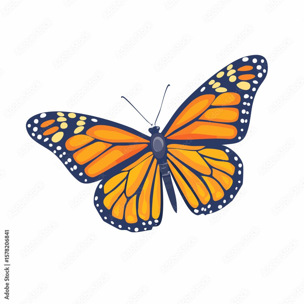 Obraz premium Vibrant Monarch Butterfly with Detailed Wing Patterns and Antennae