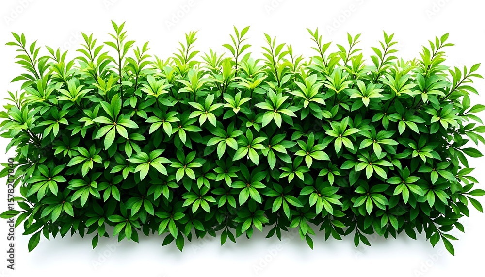 Fototapeta premium Green Hedge with Lush Leaves on White Background