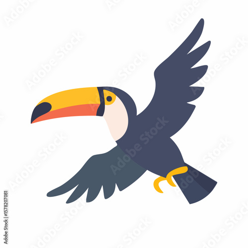 Colorful Toucan in Flight: A Vibrant Illustration