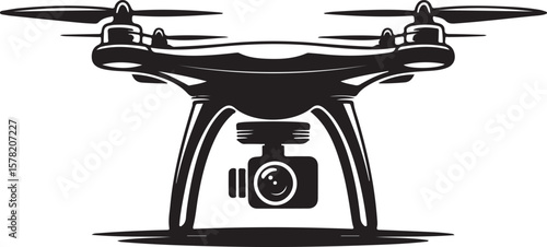 Flying Drone Silhouette Vector

Quadcopter Technology Illustration

Remote-Controlled Drone Design

Modern Drone in Flight Graphic

