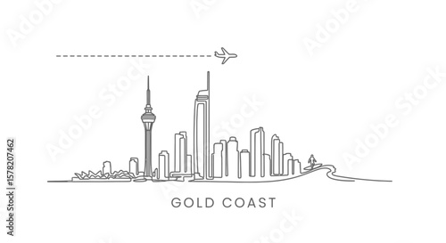 Gold Coast Skyline Vector with Australia, and minimal.