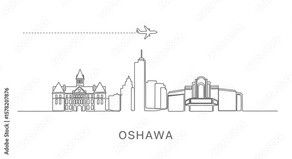 Fototapeta premium Oshawa Skyline Minimalist City Vector.