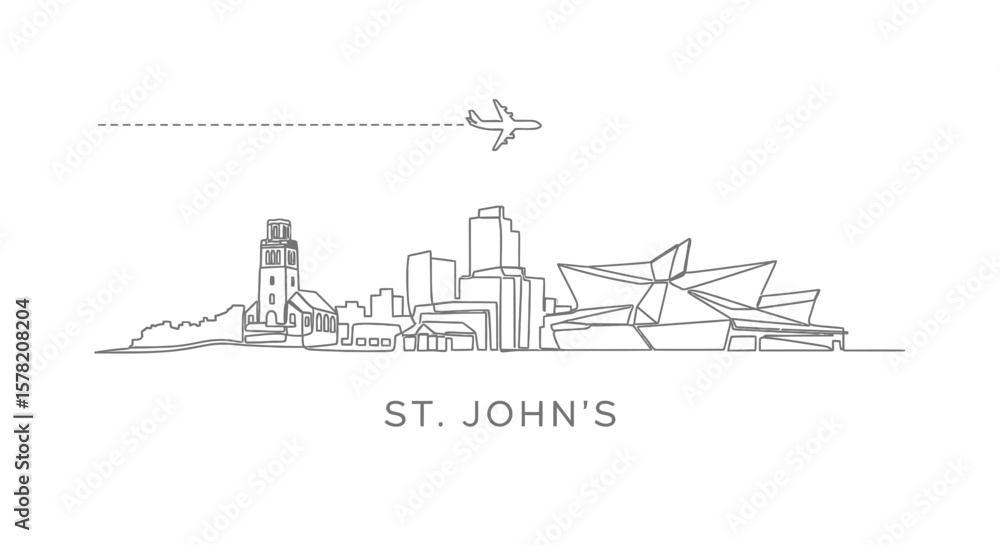 Obraz premium St Johns Skyline Outline Canada Travel.
