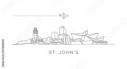 St Johns Skyline Outline Canada Travel.