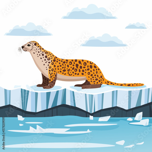 Leopard Seal Resting on Arctic Ice Floe