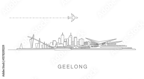 Geelong Skyline Line Art Minimalist vector.