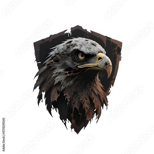 A zombie eagle head logo with decaying flesh, exposed bone, and a menacing undead stare.