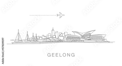 Geelong Skyline with Vector, Australia, and Travel.