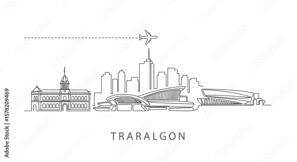 Obraz premium Traralgon Skyline City Minimalist Vector.