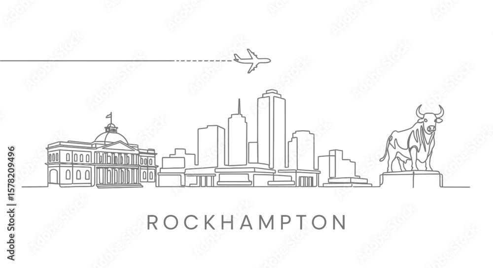 Obraz premium Rockhampton Skyline with Australia Plane, and Landmark.