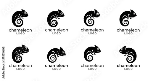 Simple Black Silhouette Chameleon Logo Design