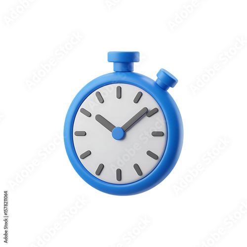 Blue Cartoon Stopwatch Icon Illustration on Transparent Background