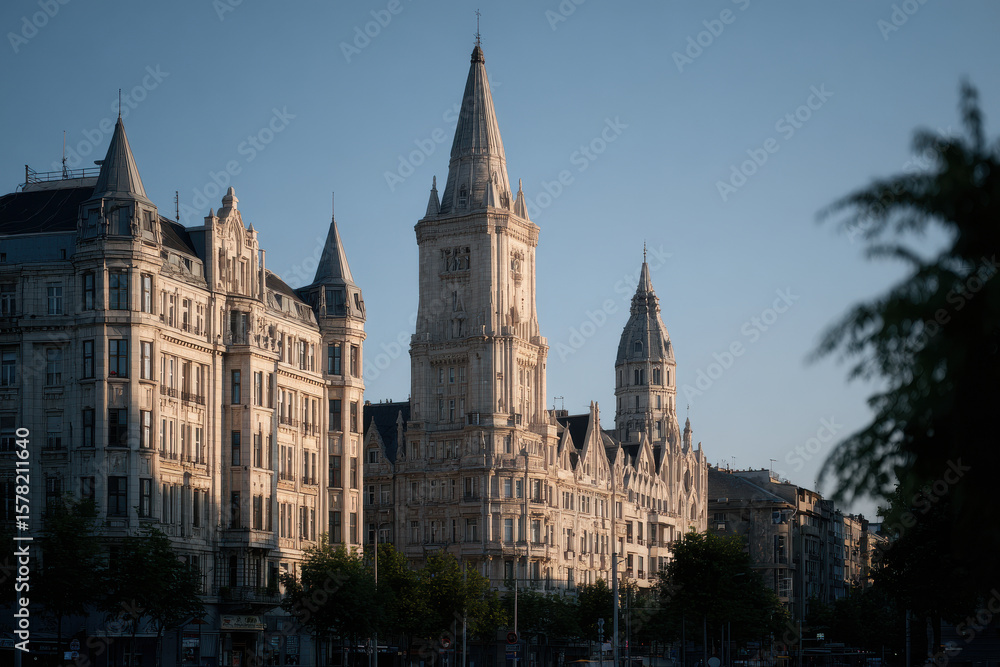 Fototapeta premium serene view of europes capital showcasing iconic architectural landmarks devoid of people
