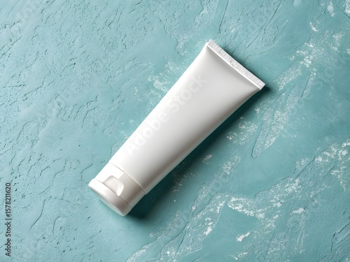 White Facewash Tube on Blue Background