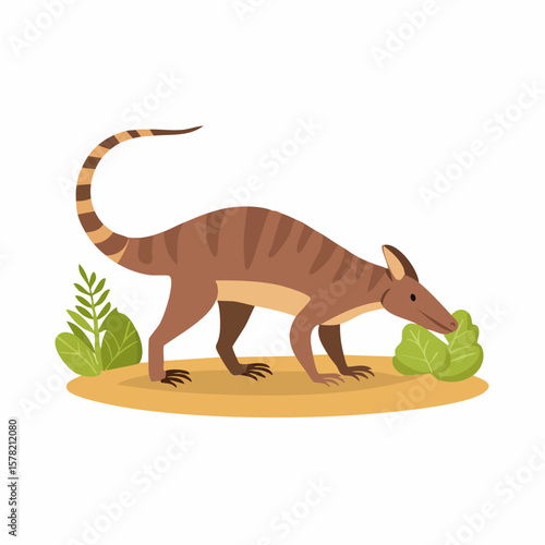 Cartoonish Reconstruction of a Diprotodon Grazing on Vegetation