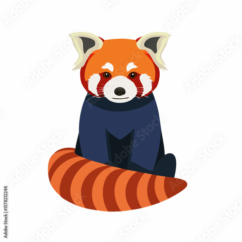 Adorable Red Panda with Striking Orange and Blue Color Scheme.