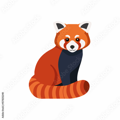Adorable Cartoon Red Panda with Distinctive Orange and Black Fur