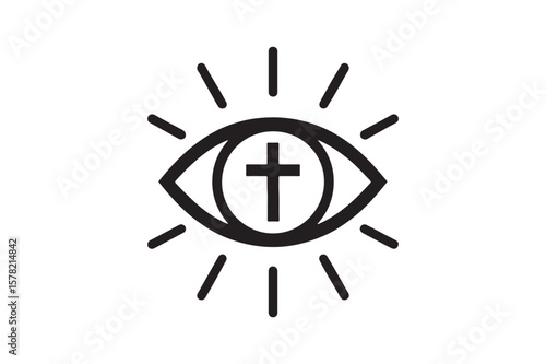Divine Eye icon silhouette vector with white background