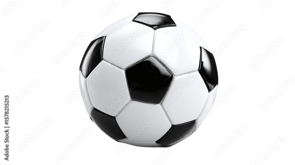 Fototapeta premium Soccer ball with classic black and white panel design, isolated on tranparent background 