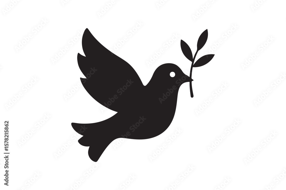 Obraz premium Peace Dove icon silhouette vector with white background