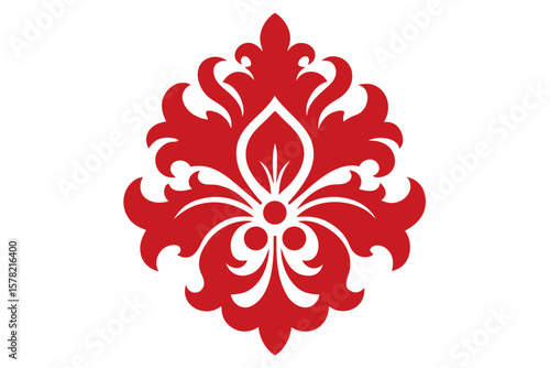 Vintage Element Isolated Damask Pattern Engraved