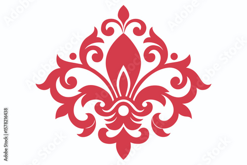 Vintage Element Isolated Damask Pattern Engraved