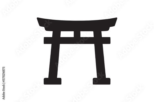 Shinto Shrine icon silhouette vector with white background