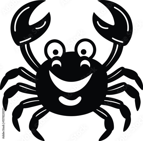 Crab with claws vector silhouette

