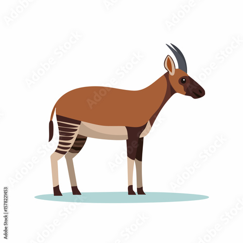 Stylized Okapi Illustration Depicting Unique Striped Legs and Horns