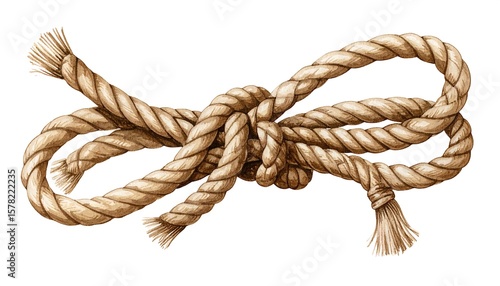Watercolor illustration of knotted rope