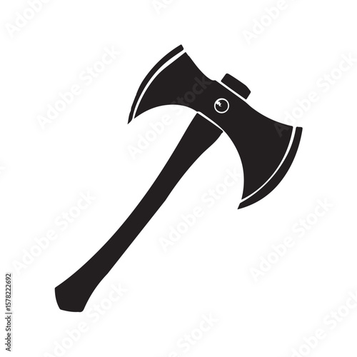 Vector illustration of an axe with sharp blade and sturdy handle details isolated on a white background