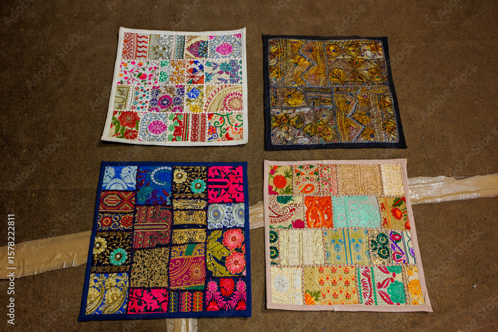 Fototapeta premium Traditional Rajasthani patchwork Fabric in Jaisalmer India