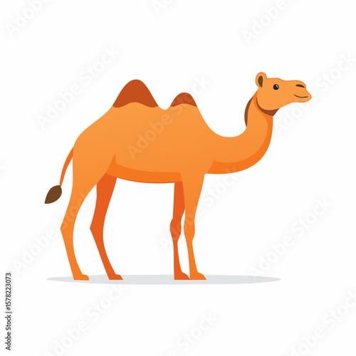 Cartoon Camel Standing Proudly with Two Humps and Smiling Expression