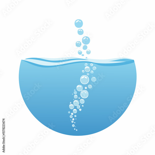 Animated Blue Water with Rising Bubbles, Illustrating Freshness and Purity.