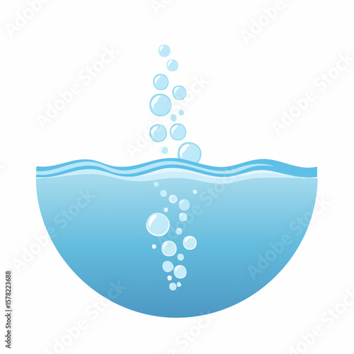 Animated Blue Water with Rising Bubbles and Surface Ripples