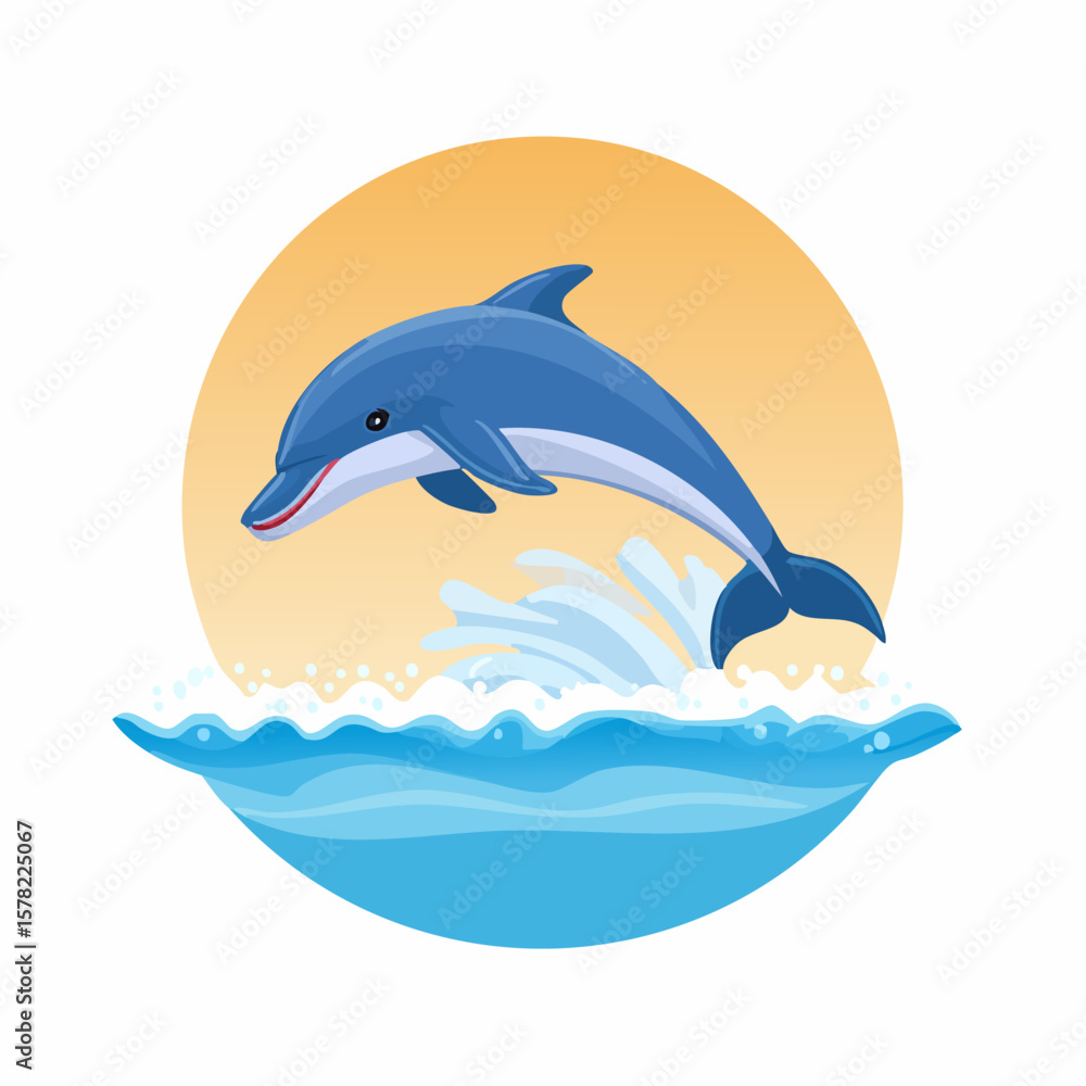 Obraz premium Playful Dolphin Leaping Out of Water with Joyful Expression