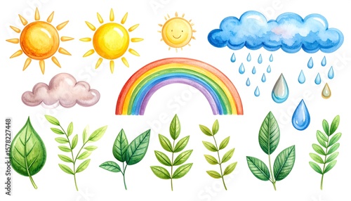 Watercolor weather illustrations
