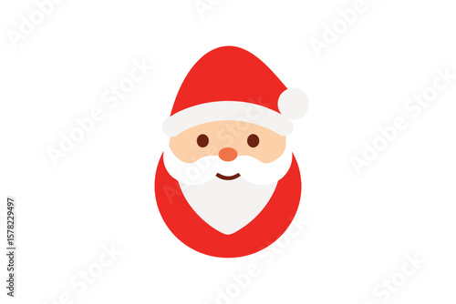 Flat Vector Icon Of Santa Claus Face With Rosy Cheeks